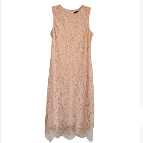 Sharagano Dresses | Nwt Sharagano Lace Midi Dress Sz 8 Peach Pink Color | Color: Orange/Pink | Size: 8 | Bustermacy's Closet Sharagano Dresses | Nwt Sharagano Lace Midi Dress Sz 8 Peach Pink Color | Color: Orange/Pink | Size: 8 | Bustermacy's Closet